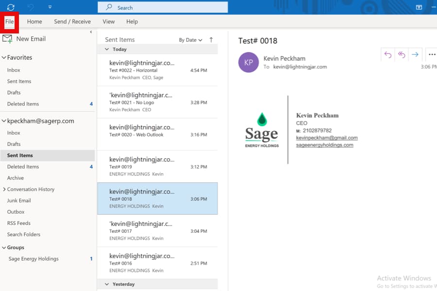 Outlook Screenshot - 1